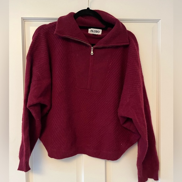 Sweaters | Filoro Dark Red Quarter Zip Cashmere Pullover | Poshmark